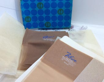 2 pares de medias de nailon Felice vintage en caja, talla 9 1/2