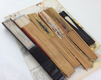 6 abanicos de mano vintage retro