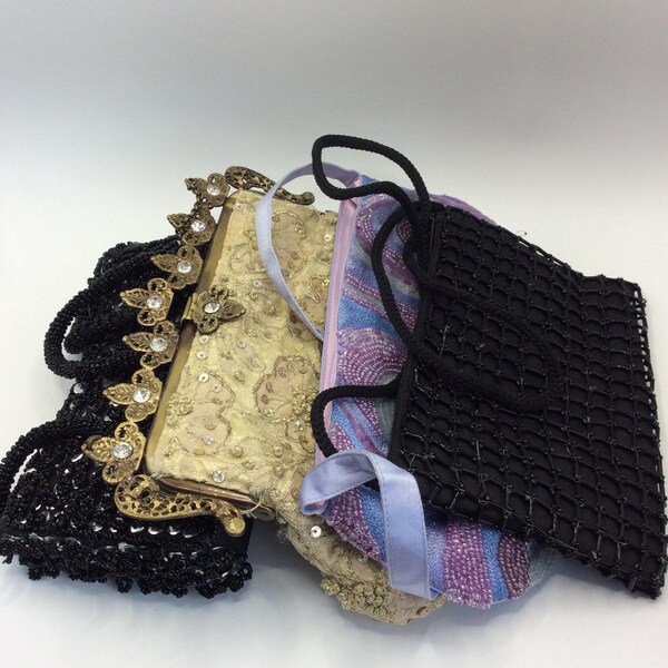 Lot of 4 small beaded Handbags