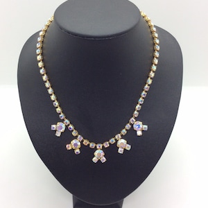 Magnifiques colliers vintage Aurora Borealis strass