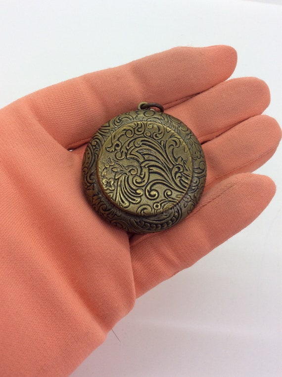 Antique Chatelaine Powder Compact Pendent with mi… - image 4