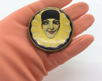 Very Rare Tokalon Paris Art Deco ‘Pierrot’ designed by René Lalique. Powder Compact, circa 1930s