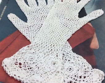 Vintage Crochet Day Gloves size 6-7