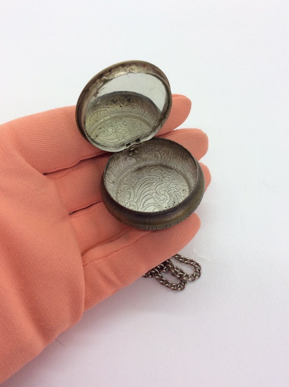 Antique Chatelaine Powder Compact Pendent with mi… - image 7