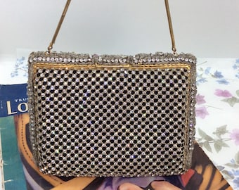 Vintage Rare Jewelled and Beaded Werber French Compact Evening Bag with fitted interior