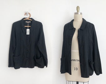 Short black linen jacket clearance