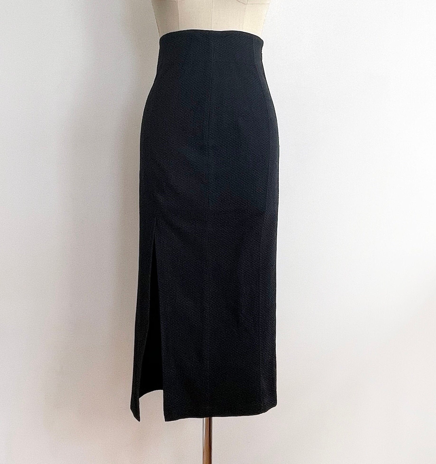 Modern vintage high waist midi skirt size medium black | Etsy