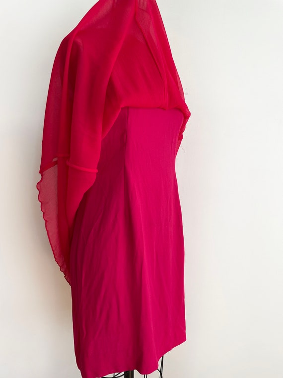 Vintage red pink mini dress size | 70s | red pink… - image 4