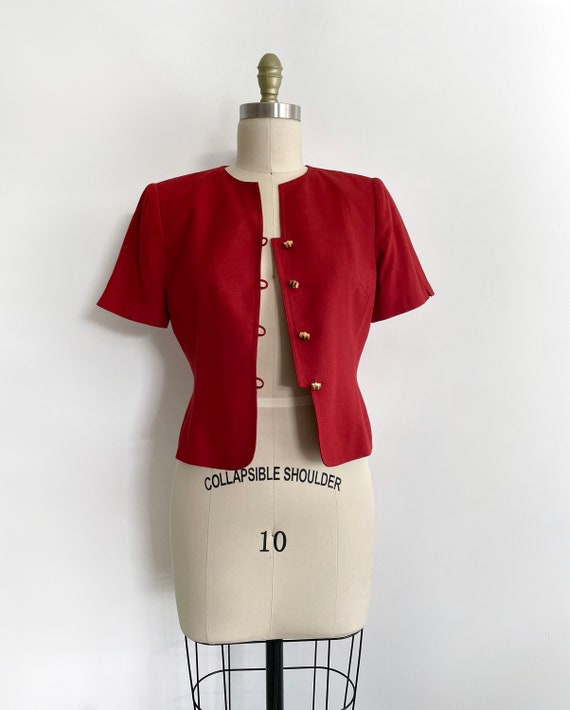 Vintage Kasper A.S.L petite red blouse top - size… - image 2