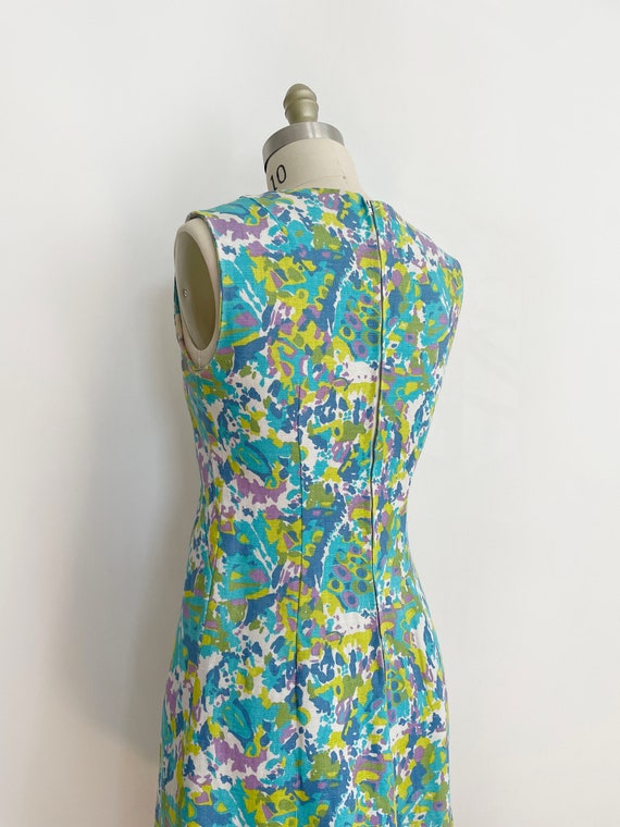 Vintage custom made abstract- floral mini dress s… - image 7