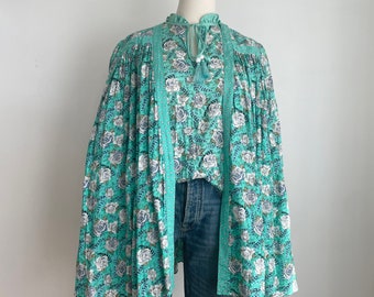 Vintage silk summer jacket | duster | floral print silk kimono |vintage silk Diane Freis jacket