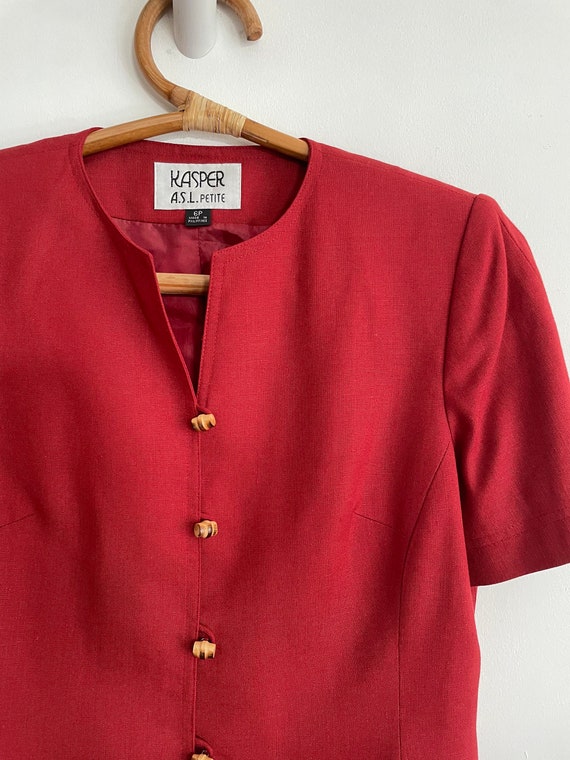 Vintage Kasper A.S.L petite red blouse top - size… - image 8