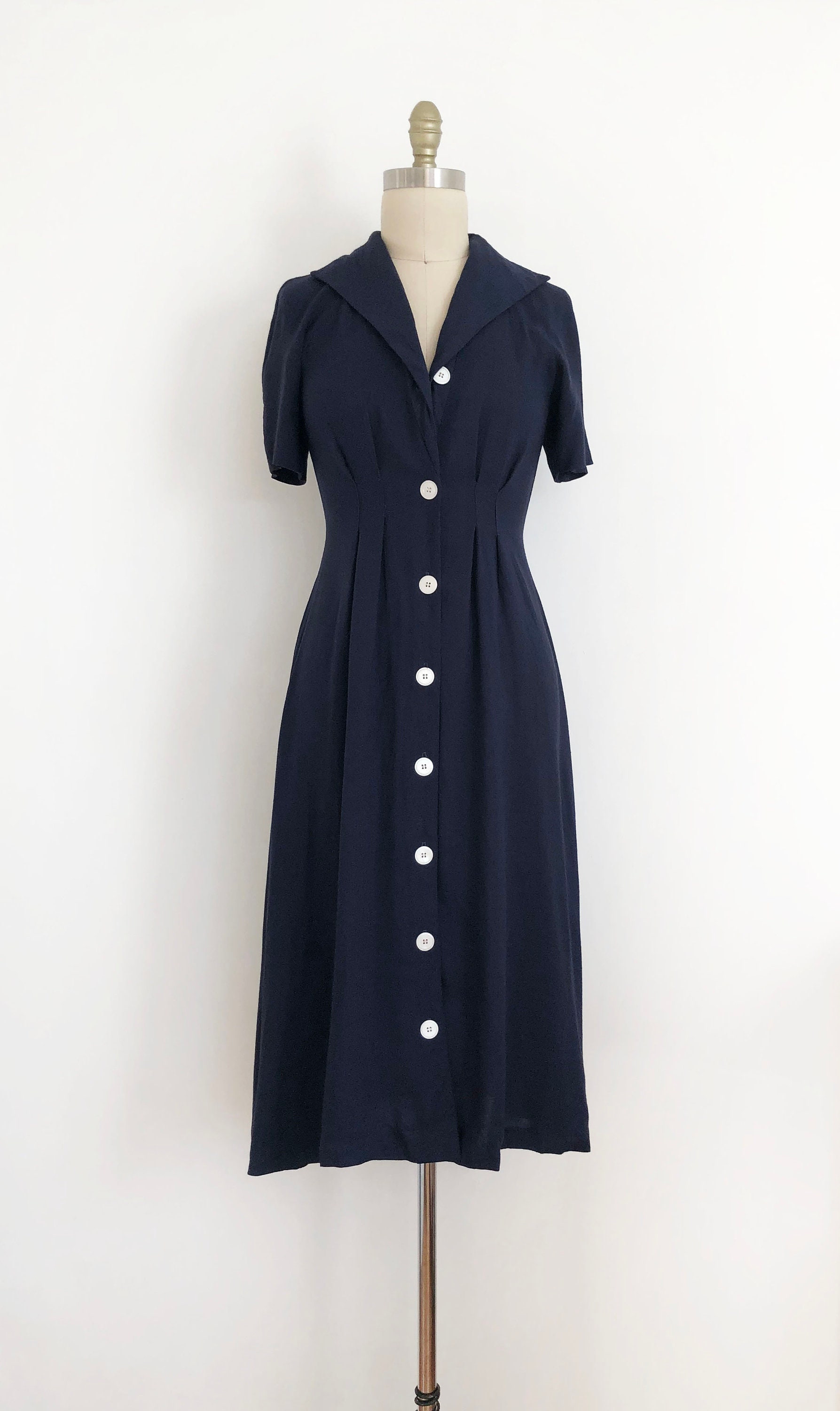 Vintage Nicole Miller Blue Shirt Dress Linen Market Midi Dress Vintage