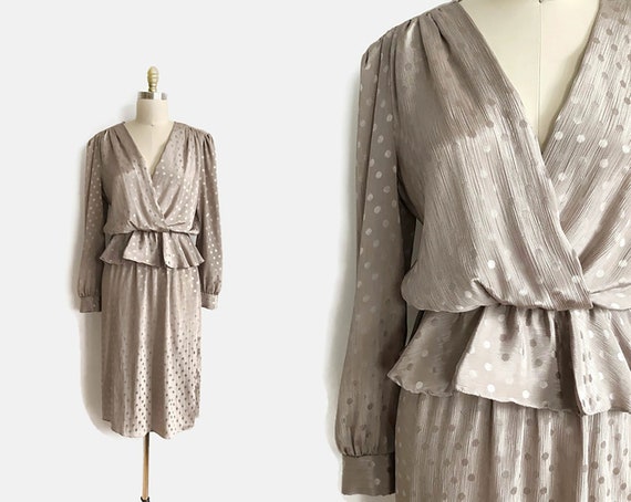 vintage gold dress – 12 | gold polka dress | 70s |