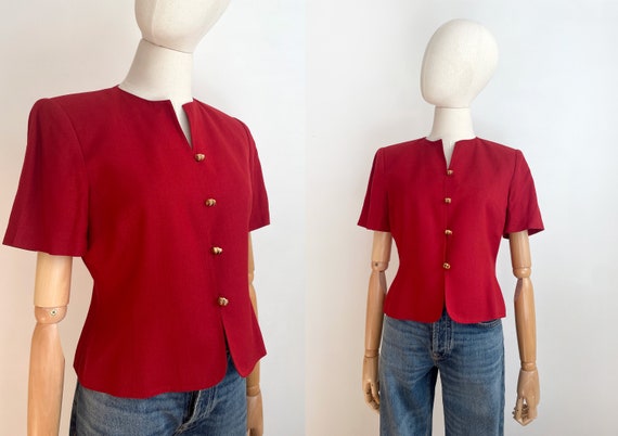 Vintage Kasper A.S.L petite red blouse top - size… - image 1