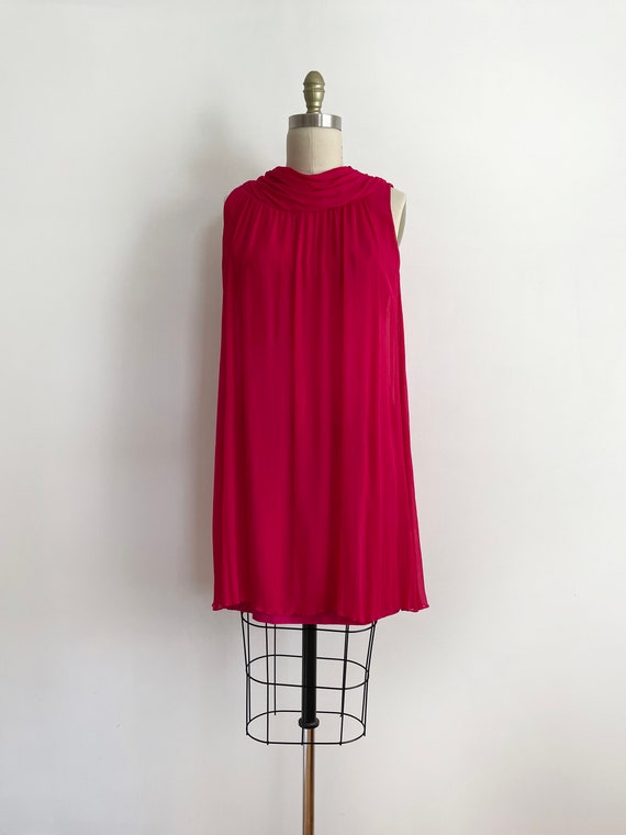 Vintage red pink mini dress size | 70s | red pink… - image 2