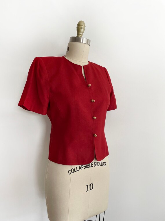 Vintage Kasper A.S.L petite red blouse top - size… - image 3