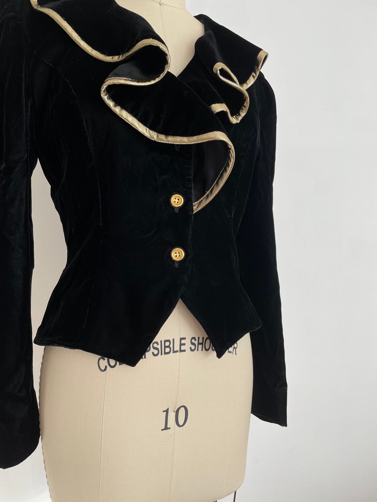 Vintage black velvet bolero jacket size 8 Constance Etsy