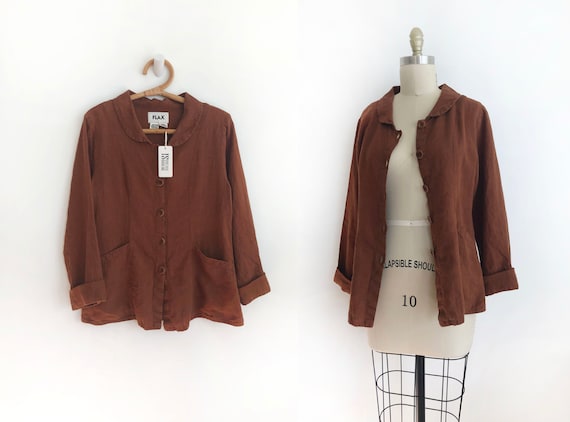 Modern vintage Flax linen jacket - small | copper