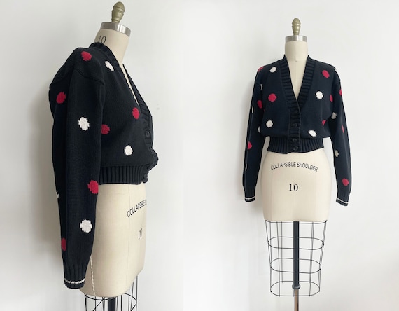 Modern vintage black cotton cardigan - medium | bl
