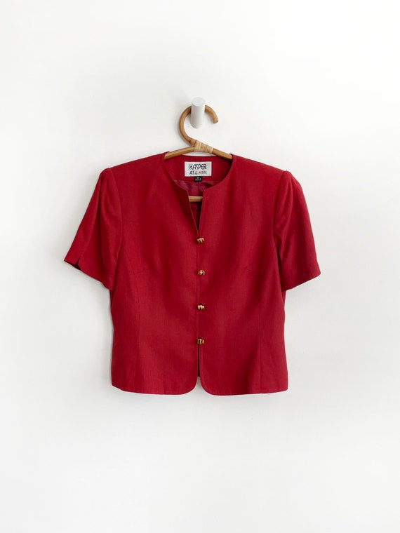 Vintage Kasper A.S.L petite red blouse top - size… - image 7