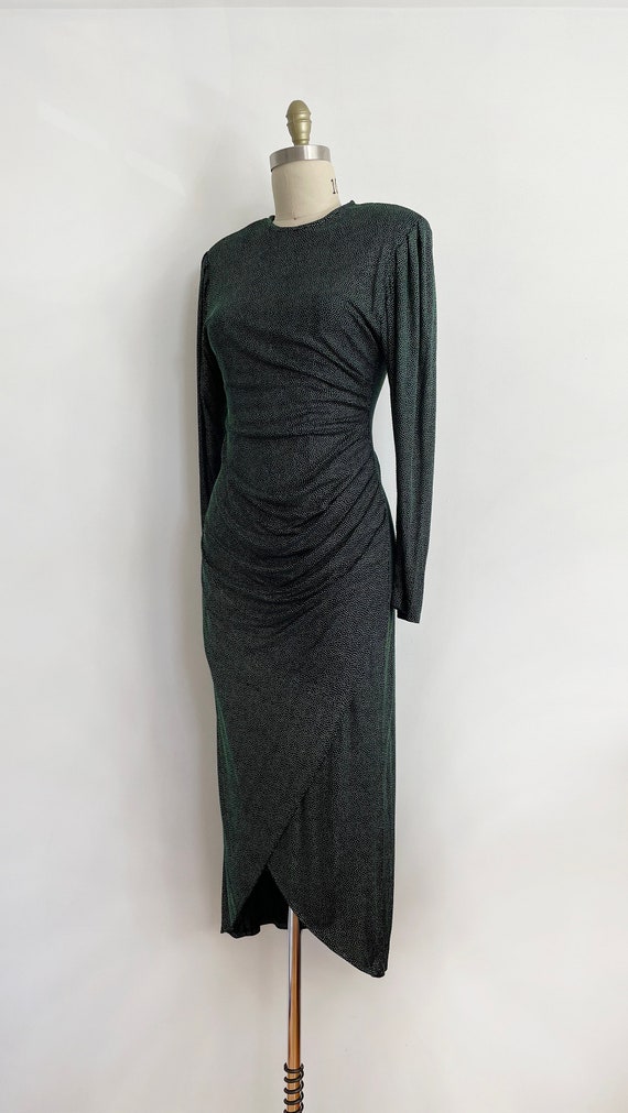 Vintage green draped evening cocktail dress |  Je… - image 2