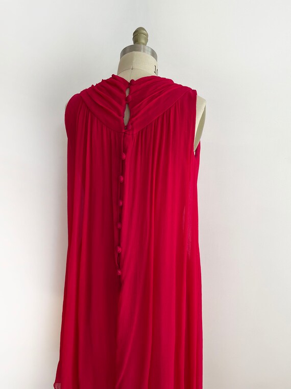Vintage red pink mini dress size | 70s | red pink… - image 6