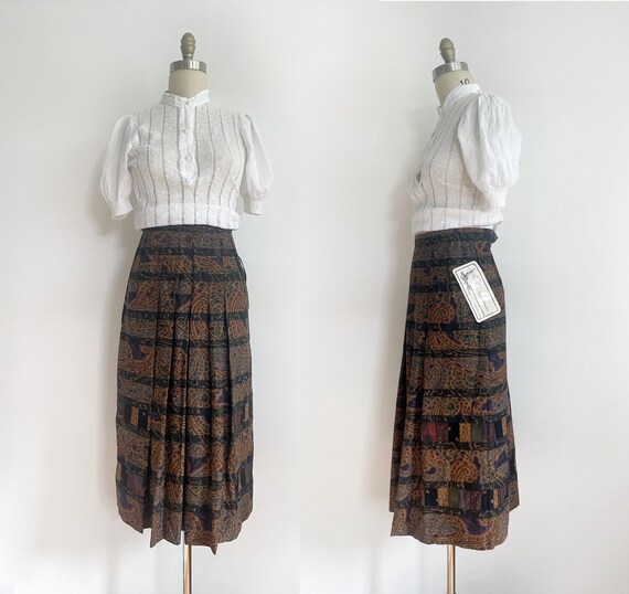 New vintage pleated midi skirt size s/m | brown a… - image 1