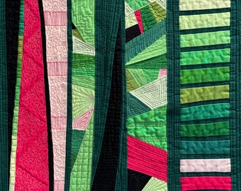 Study in Pink and Green Modern Quilt