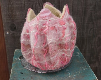 Felted Pink Textured Vessel (Vase)