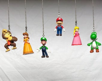 Super Mario Bros. Ceiling Fan/Light Pull Chain - Mario, Luigi, Yoshi, Princess Peach, Princess Daisy, Donkey Kong