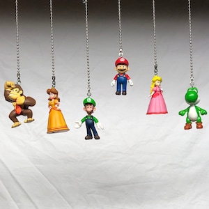 Super Mario Bros. Ceiling Fan/Light Pull Chain - Mario, Luigi, Yoshi, Princess Peach, Princess Daisy, Donkey Kong