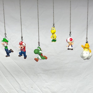 Super Mario Bros. Ceiling Fan/Light Pull Chain - Mario, Luigi, Yoshi, Toad, Koopa Troopa, Lakitu, Mushroom