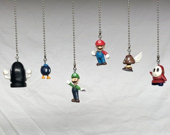 Super Mario Bros. Ceiling Fan/Light Pull Chain - Mario, Luigi, Shy Guy, Bullet Bill, BOB-OMB, Goomba