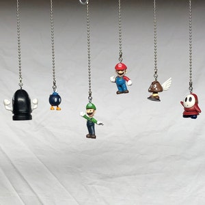 Super Mario Bros. Ceiling Fan/Light Pull Chain - Mario, Luigi, Shy Guy, Bullet Bill, BOB-OMB, Goomba