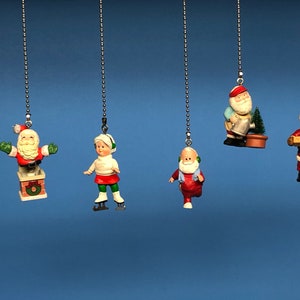 Christmas Decor Ceiling Fan/Light Pull Chains- Spellin&#39; Santa, Springing Santa, North Pole Jogger, Kristy Claus, Green Thumb Santa