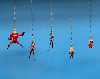 Superhjältarnas karaktärer Takfläkt/Lampdragkedjor - Mr. Incredible, Elastigirl, Violet, Dash, Jack Jack,