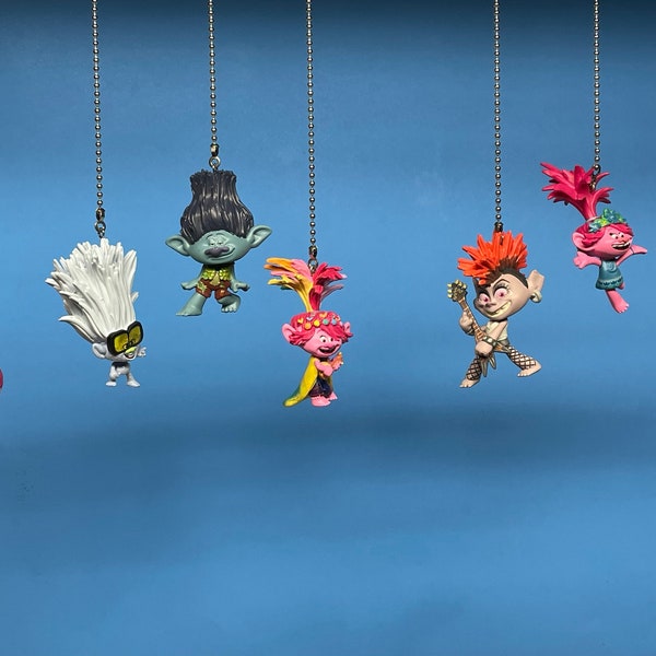 Trolls Characters Ceiling Fan/Light Pull Chains - Poppy, Branch, Queen Barb, Guy Diamond, Tiny Diamond