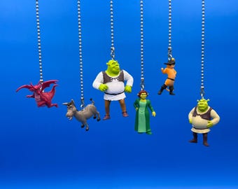 Shrek Charaktere Deckenfan/Lichtzugkette - Shrek, Prinzessin Fiona, Esel, Der gestiefelte Kater, Elizabeth Drache
