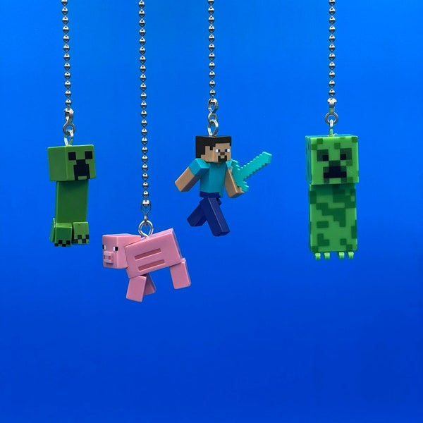 Minecraft Ceiling Fan/Light Pull Chains - Steve, Creeper, Pink Pig