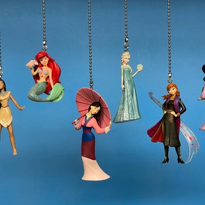 Disney's Princesses Ceiling Fan/Light Pull Chain- Ariel, Tinkerbell, Belle, Anna, Mulan, Pocahontas, Rapunzel