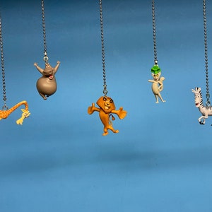 Madagascar Character Ceiling Fan/Light Pull Chains - Alex, King Julien, Melman, Marty, & Gloria