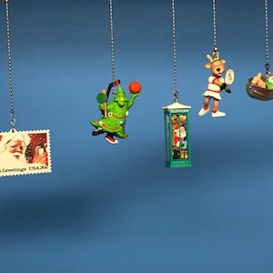 Christmas Decor Ceiling Fan/Light Pull Chains- US Christmas Stamp, Tree Guy, Vixen, Fishin&#39; Santa, Telephone Booth Santa
