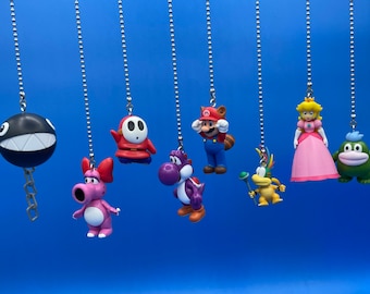 Super Mario Bros. Ceiling Fan/Light Pull Chains - Raccoon Mario, Shy Guy, Yoshi, Spike, Bullet Bill, Princess Peach Birdo, Lemmy Chain Chomp