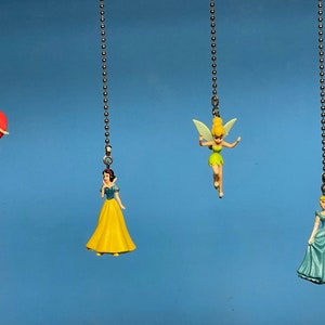 Disney&#39;s Princesses Ceiling Fan/Light Pull Chain- Ariel, Tinkerbell, Cinderella, Snow White, & Merida