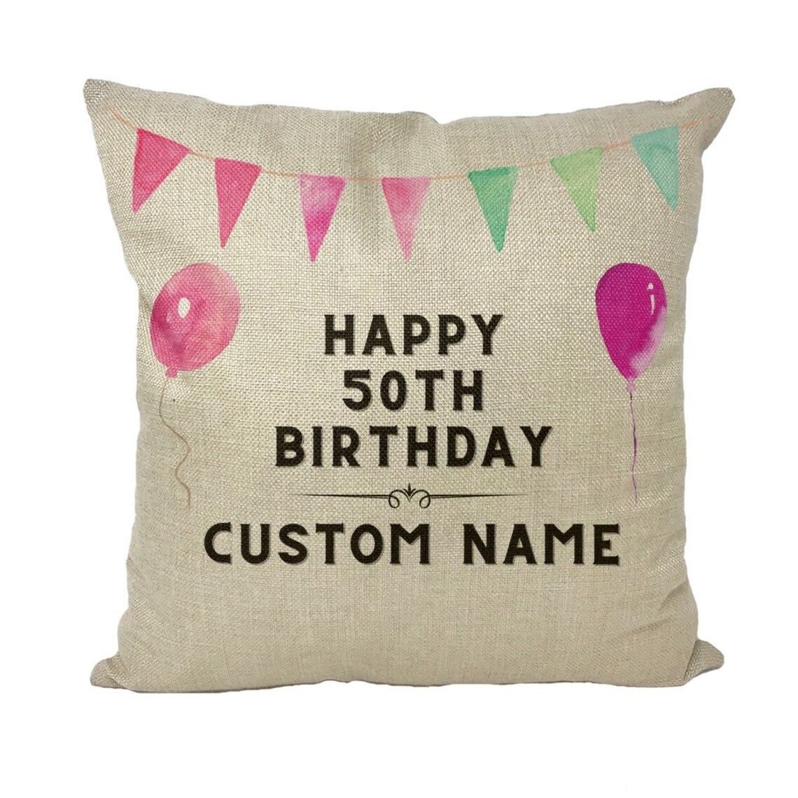 Custom 50th Happy Birthday Throw Pillows Personalise Name Home Etsy