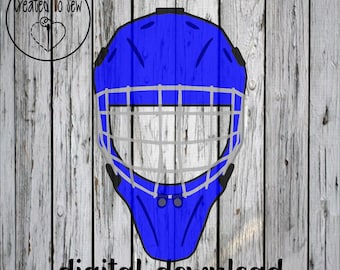 Goalie Helmet With Cage SVG Digital Cut File Instant Download For Creating Shirts, Stickers, Cards, Door Signs, etc.