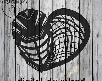 Lacrosse Helmet Goalie Stick Heart SVG and PNG Digital File For Cricut, Canva, and More