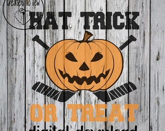 Hat Trick Or Treat Goalie SVG File and PNG Instant Download Halloween Pumpkin For Cricut Machines and Canva