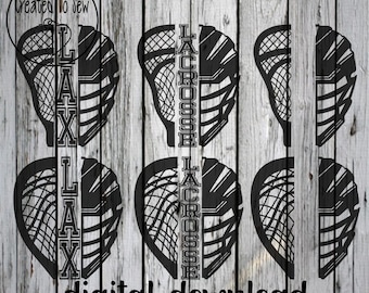 Split Lacrosse Helmet and Stick SVG and PNG Digital Instant Download File To Make Lacrosse Creations With A Cricut or Canva